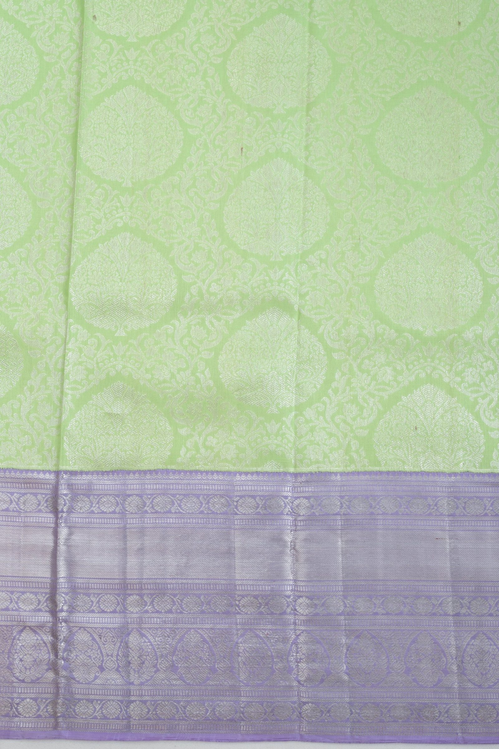Parrot Green Kanchipuram Tissue Silk Saree - Image 3
