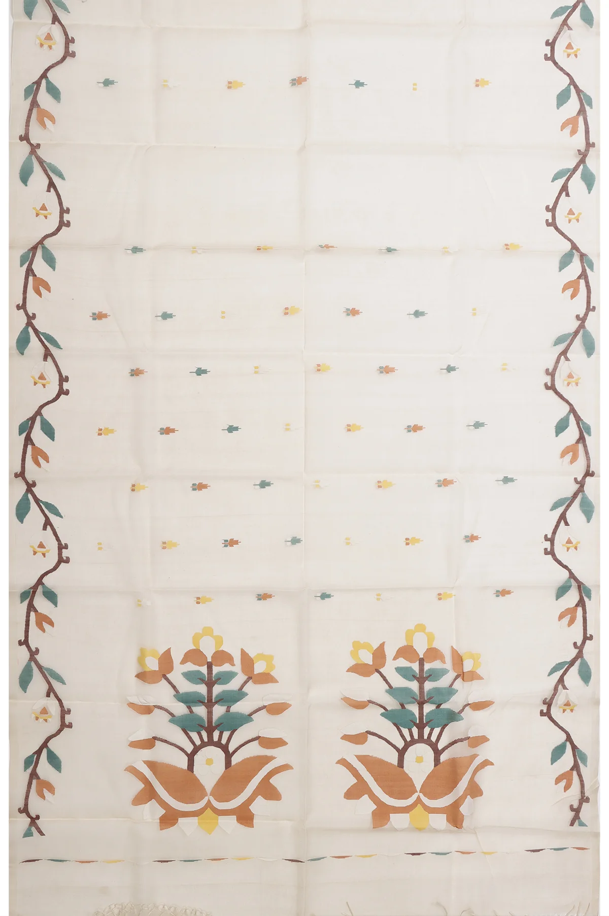 Sandal Bengal Jamadani Saree - Image 5