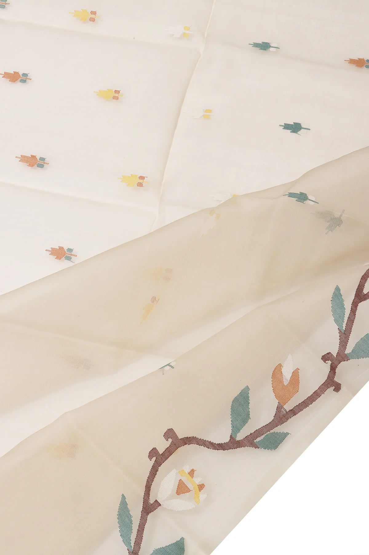 Sandal Bengal Jamadani Saree - Image 3