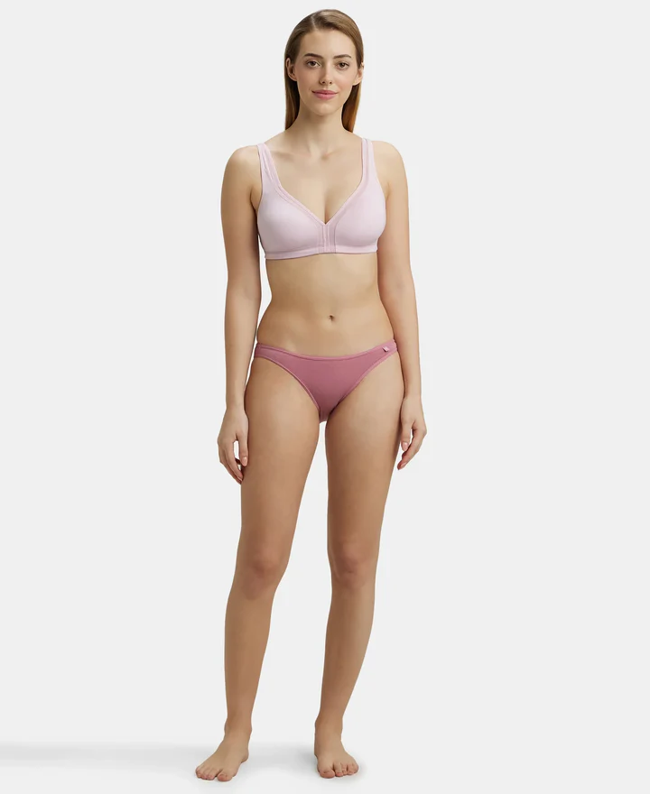 Non Padded Soft Touch Microfiber Elastane Stretch Full Coverage Everyday Bra with Stylized Mesh Panel - Image 11