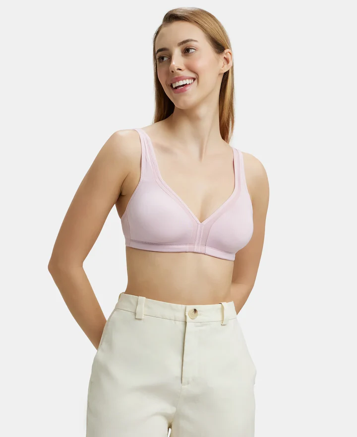 Non Padded Soft Touch Microfiber Elastane Stretch Full Coverage Everyday Bra with Stylized Mesh Panel - Image 12