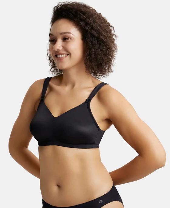 Non Padded Soft Touch Microfiber Elastane Stretch Full Coverage Minimizer Bra with Broad Cushioned Fabric Strap - Image 3