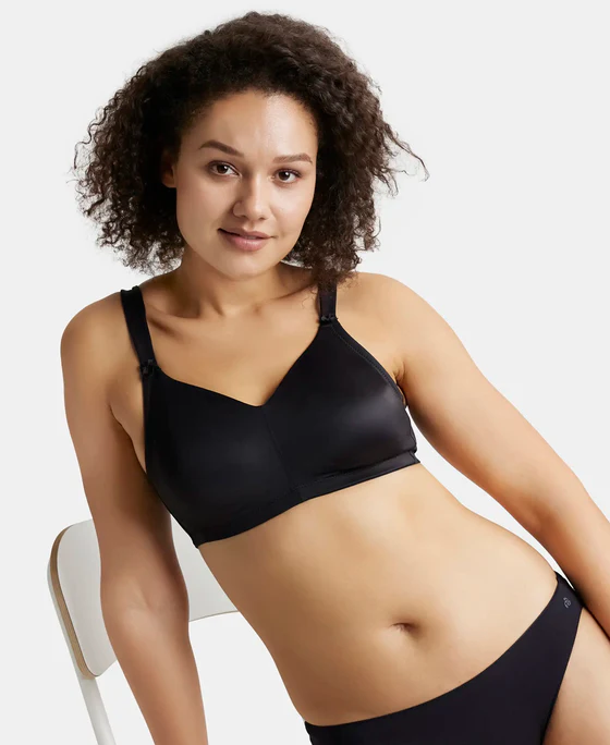 Non Padded Soft Touch Microfiber Elastane Stretch Full Coverage Minimizer Bra with Broad Cushioned Fabric Strap - Image 6