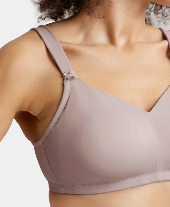Wire free Non Padded Soft Touch Microfiber Elastane Stretch Full Coverage Minimizer Bra with Broad Cushioned Fabric Strap - Image 5