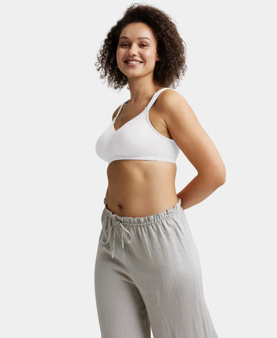 Non Padded Soft Touch Microfiber Elastane Stretch Full Coverage Minimizer Bra with Broad Cushioned Fabric Strap - Image 12