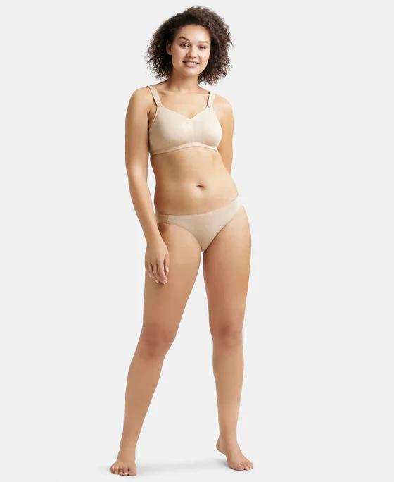 Wire free Non Padded Soft Touch Microfiber Elastane Stretch Full Coverage Minimizer Bra with Broad Cushioned Fabric Strap - Image 12