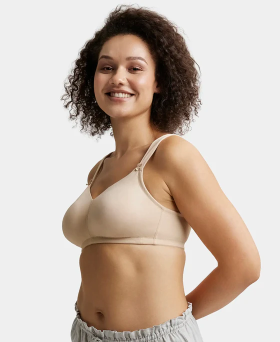 Wire free Non Padded Soft Touch Microfiber Elastane Stretch Full Coverage Minimizer Bra with Broad Cushioned Fabric Strap - Image 10