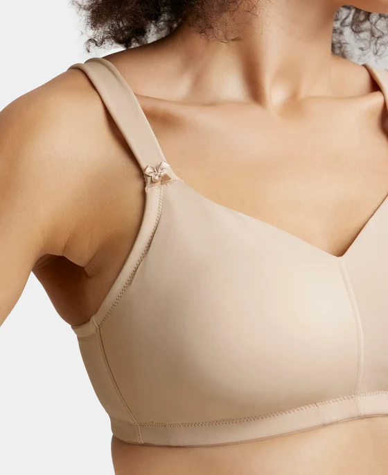 Wire free Non Padded Soft Touch Microfiber Elastane Stretch Full Coverage Minimizer Bra with Broad Cushioned Fabric Strap - Image 11