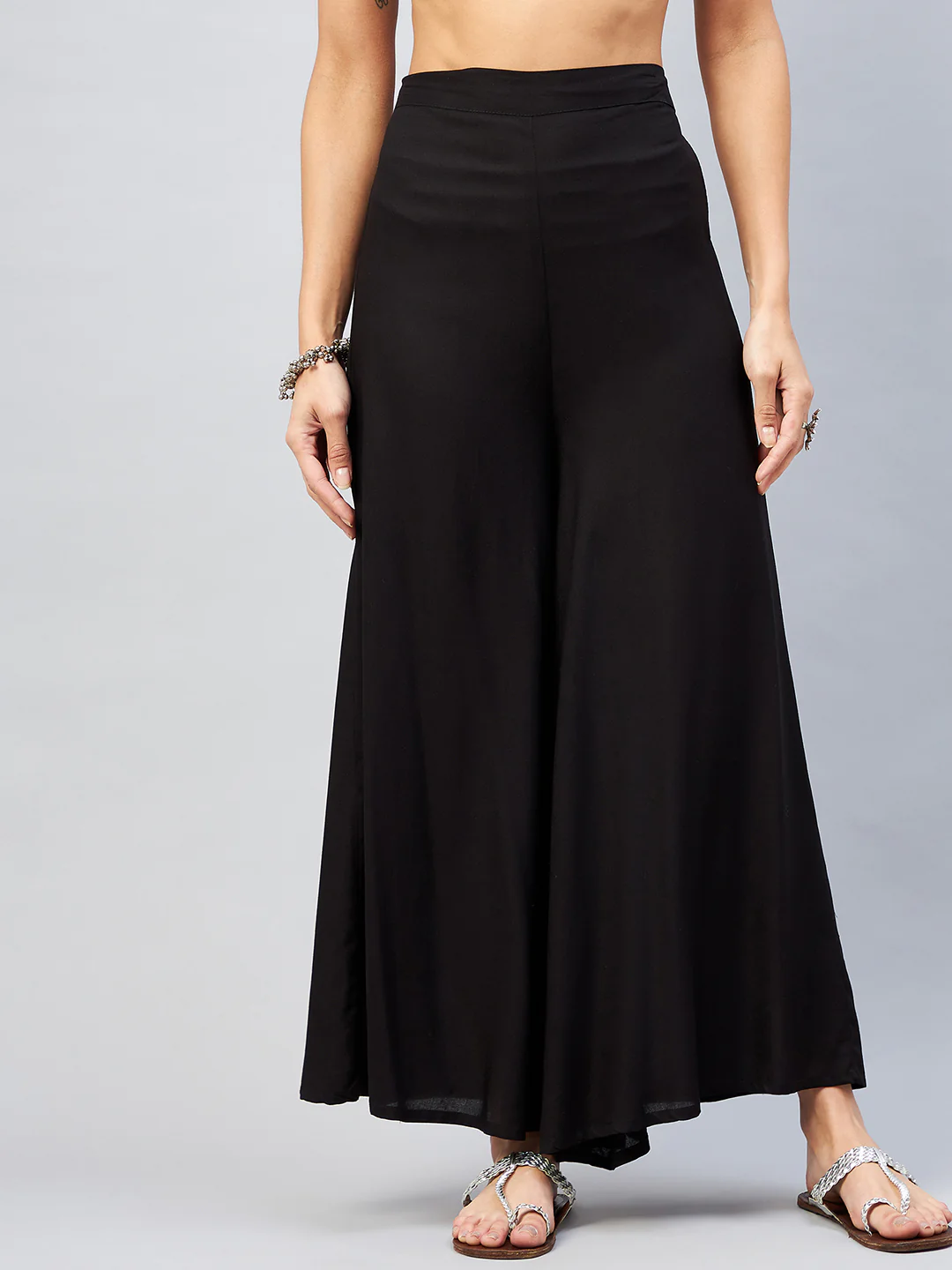 Viscose Rayon Solid Black Handloom Palazzo - Image 2