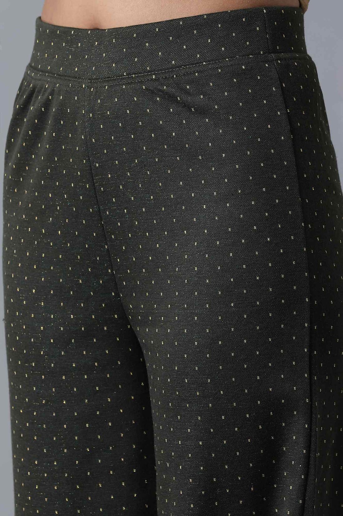Black Solid Straight Fit Palazzo With Elasticated Waistband - Image 8