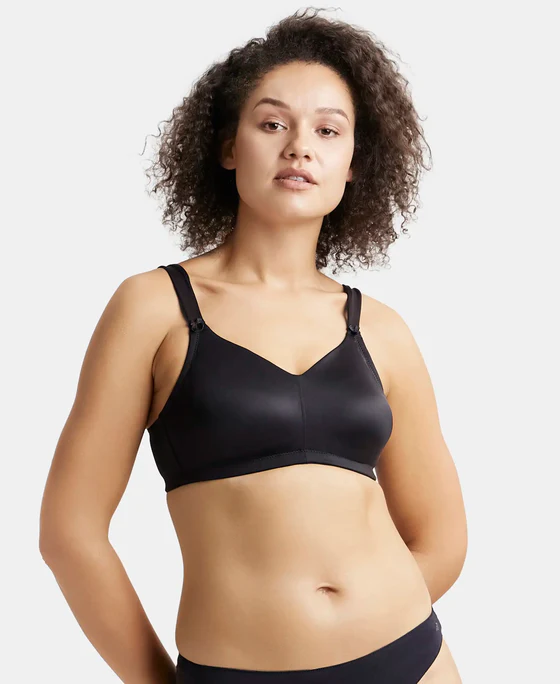 Non Padded Soft Touch Microfiber Elastane Stretch Full Coverage Minimizer Bra with Broad Cushioned Fabric Strap - Image 2
