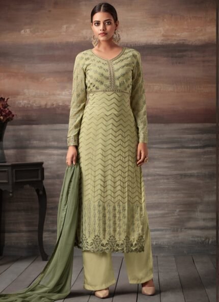 Beige Georgette Embroidered Straight Cut Suit Glamour Vol 48 48003 By Mohini Fashion SC/010221