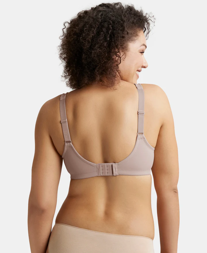 Wire free Non Padded Soft Touch Microfiber Elastane Stretch Full Coverage Minimizer Bra with Broad Cushioned Fabric Strap - Image 3