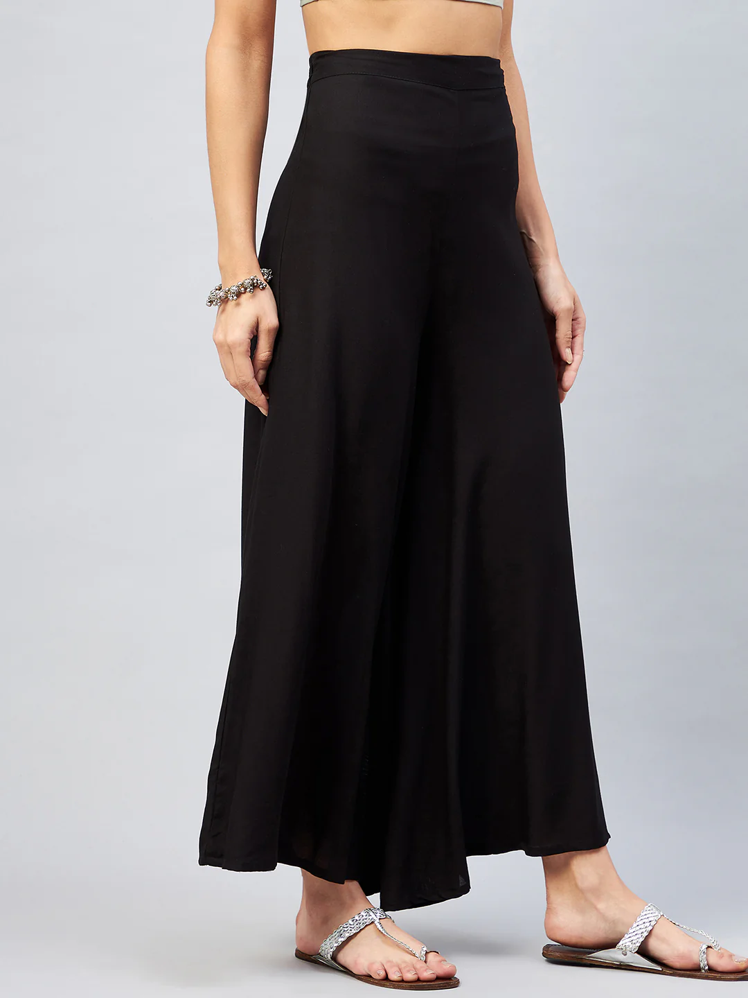 Viscose Rayon Solid Black Handloom Palazzo - Image 5