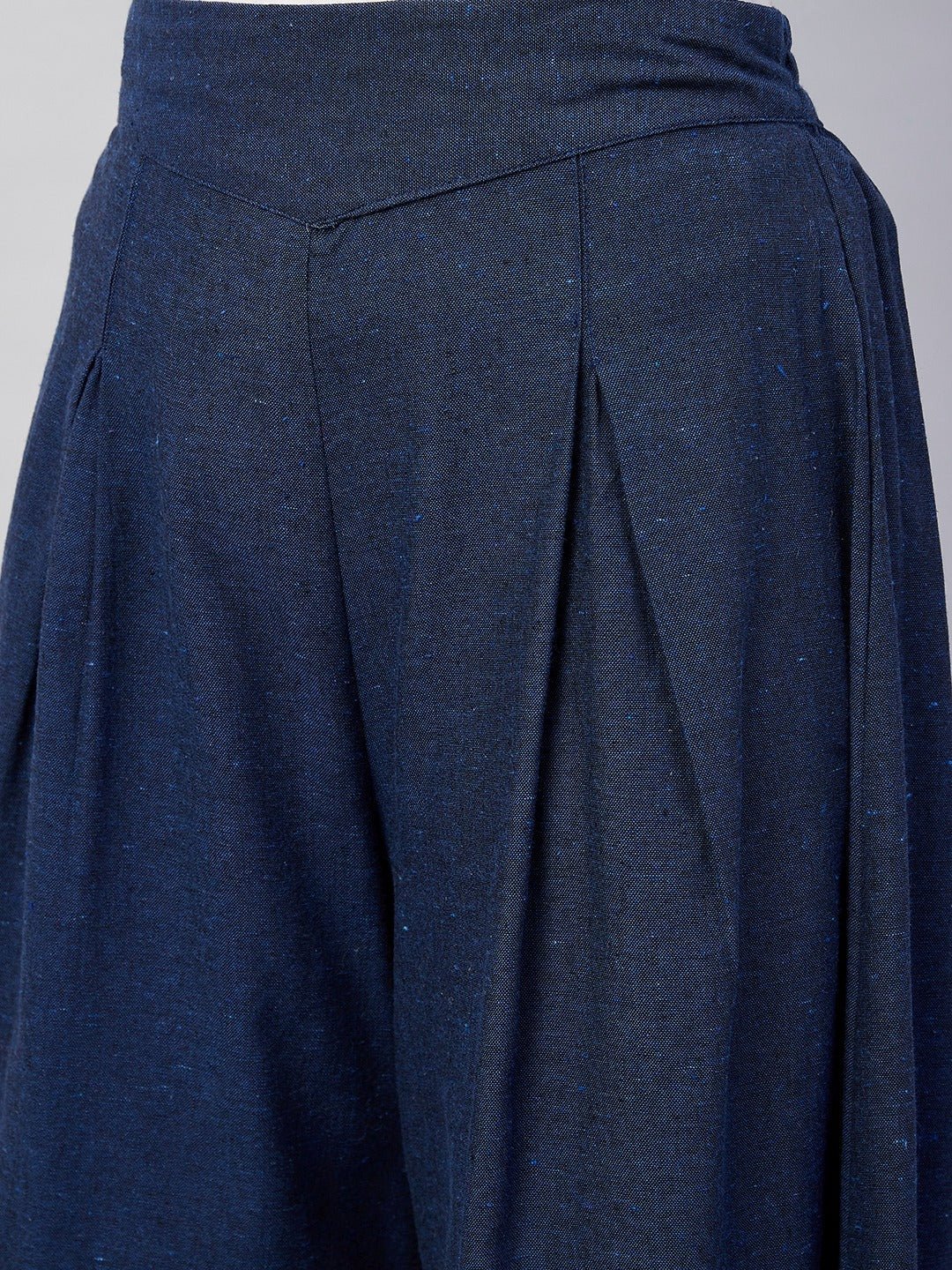 Navy Blue Smart Casual Handloom Palazzo - Image 7