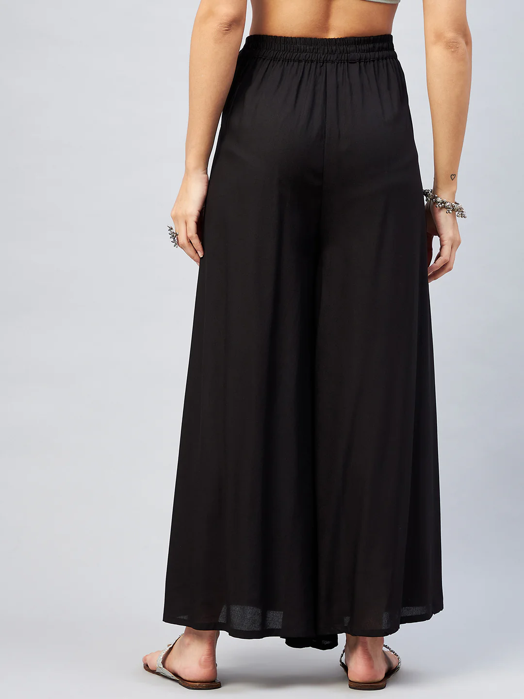 Viscose Rayon Solid Black Handloom Palazzo - Image 6