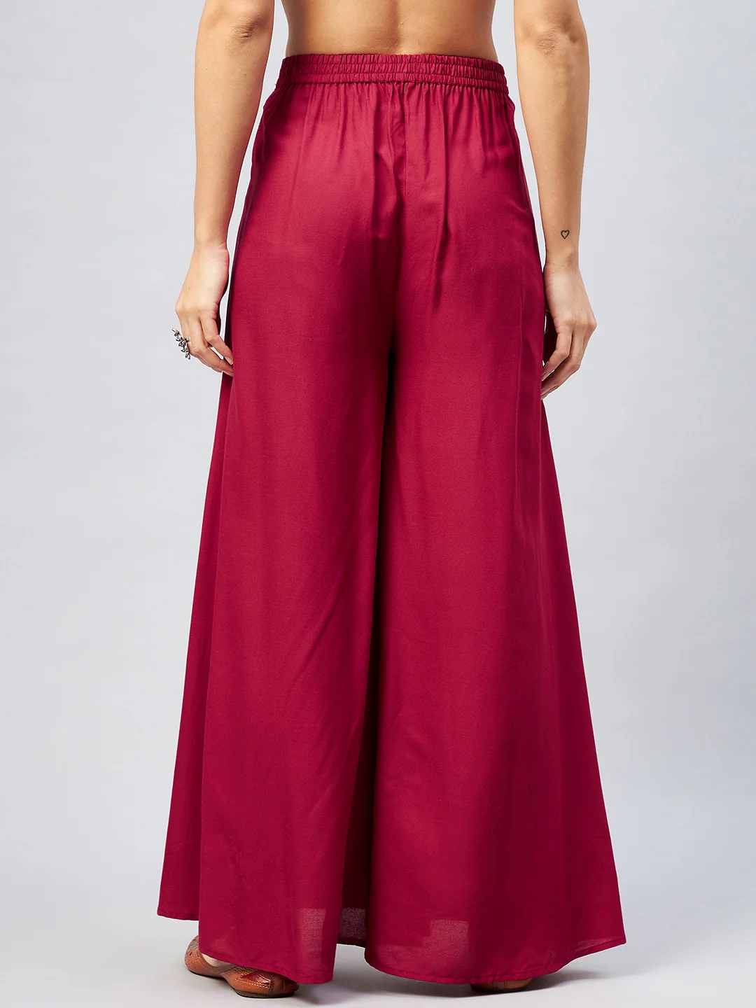 Viscose Rayon Solid Maroon Handloom Palazzo - Image 6