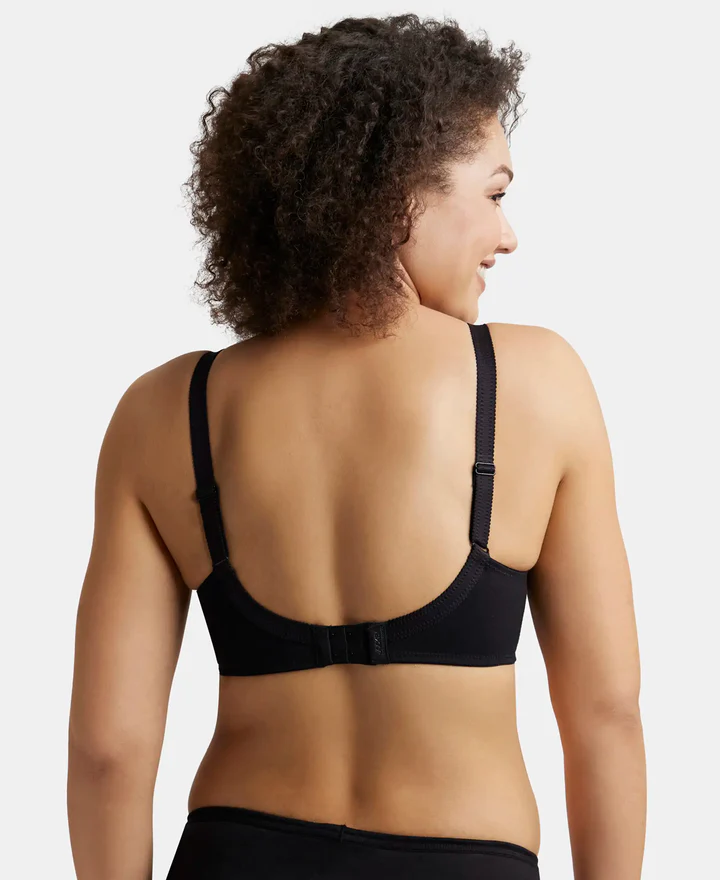 Wire free Non Padded Super Combed Cotton Elastane Stretch Full Coverage Plus Size Bra with Lace Styling - Image 4