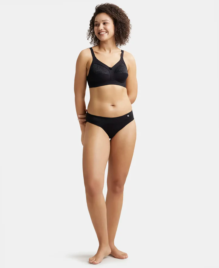 Wire free Non Padded Super Combed Cotton Elastane Stretch Full Coverage Plus Size Bra with Lace Styling - Image 5