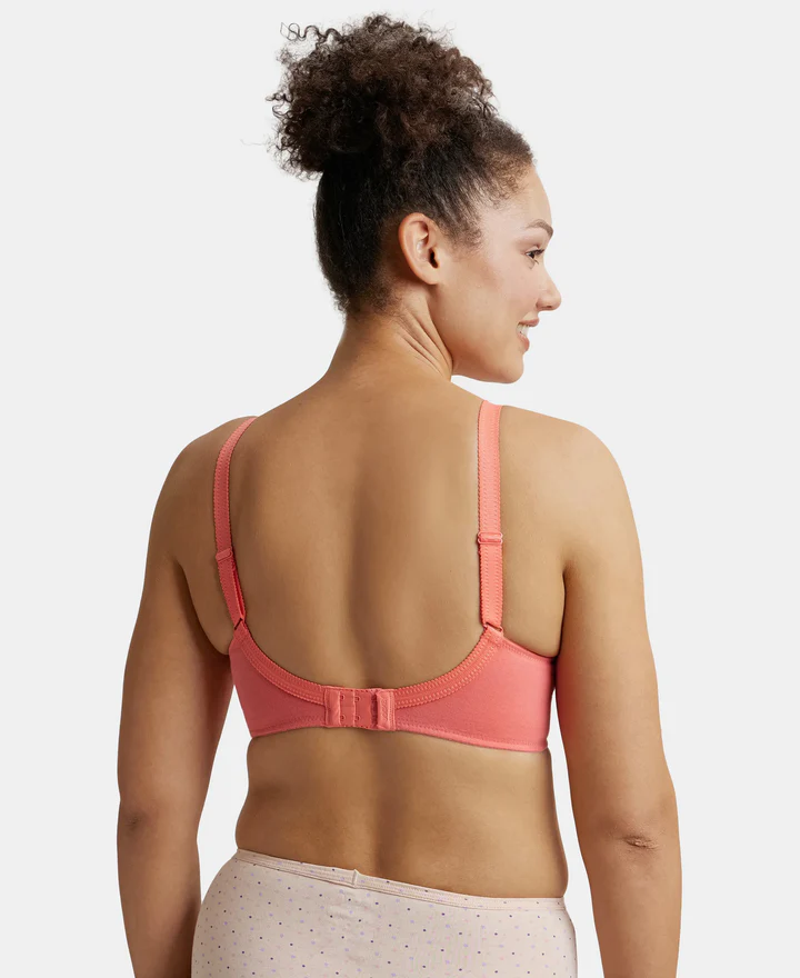 Blush Pink Non Padded Super Combed Cotton Elastane Stretch Full Coverage Plus Size Bra - Image 4