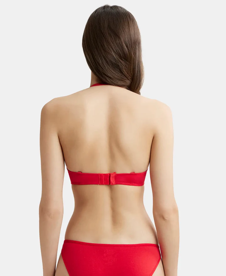 Wired Padded Super Combed Cotton Elastane Stretch Medium Coverage Pushup Bra with Plunge Neck - Image 7