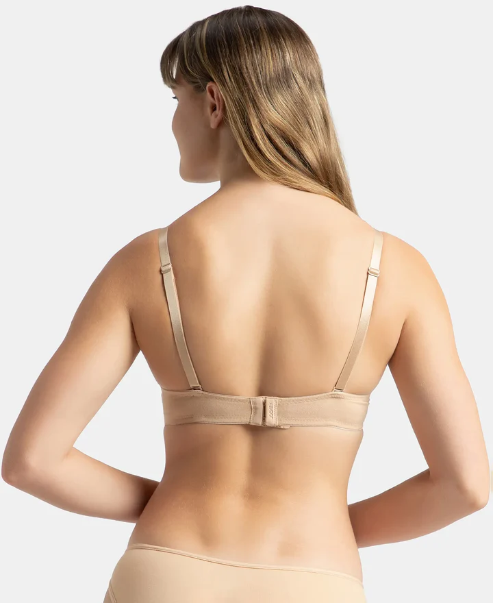 Wired Padded Super Combed Cotton Elastane Stretch Medium Coverage Pushup Bra with Plunge Neck - Image 11
