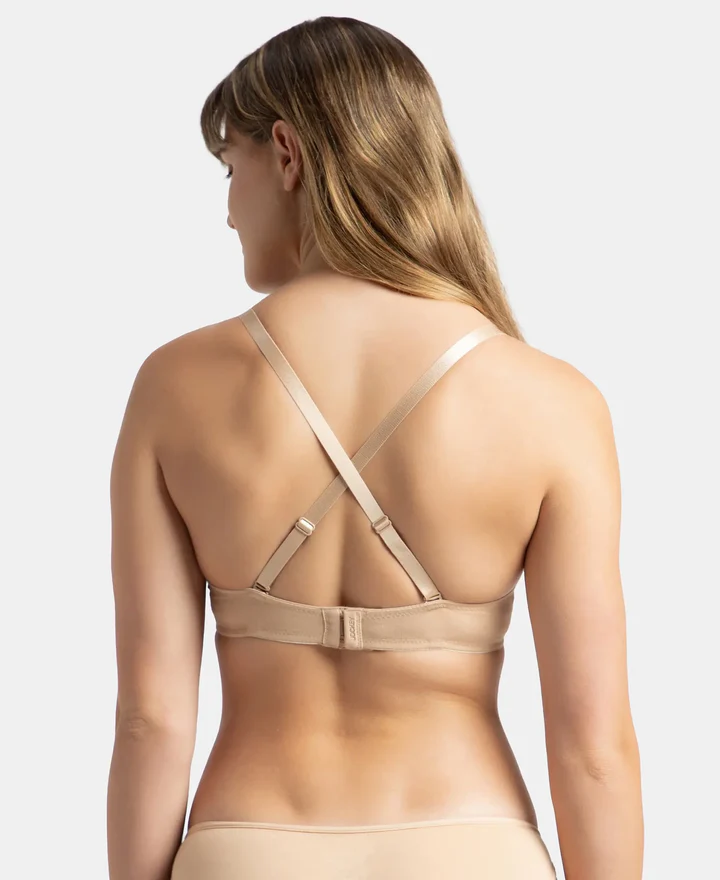 Wired Padded Super Combed Cotton Elastane Stretch Medium Coverage Pushup Bra with Plunge Neck - Image 14