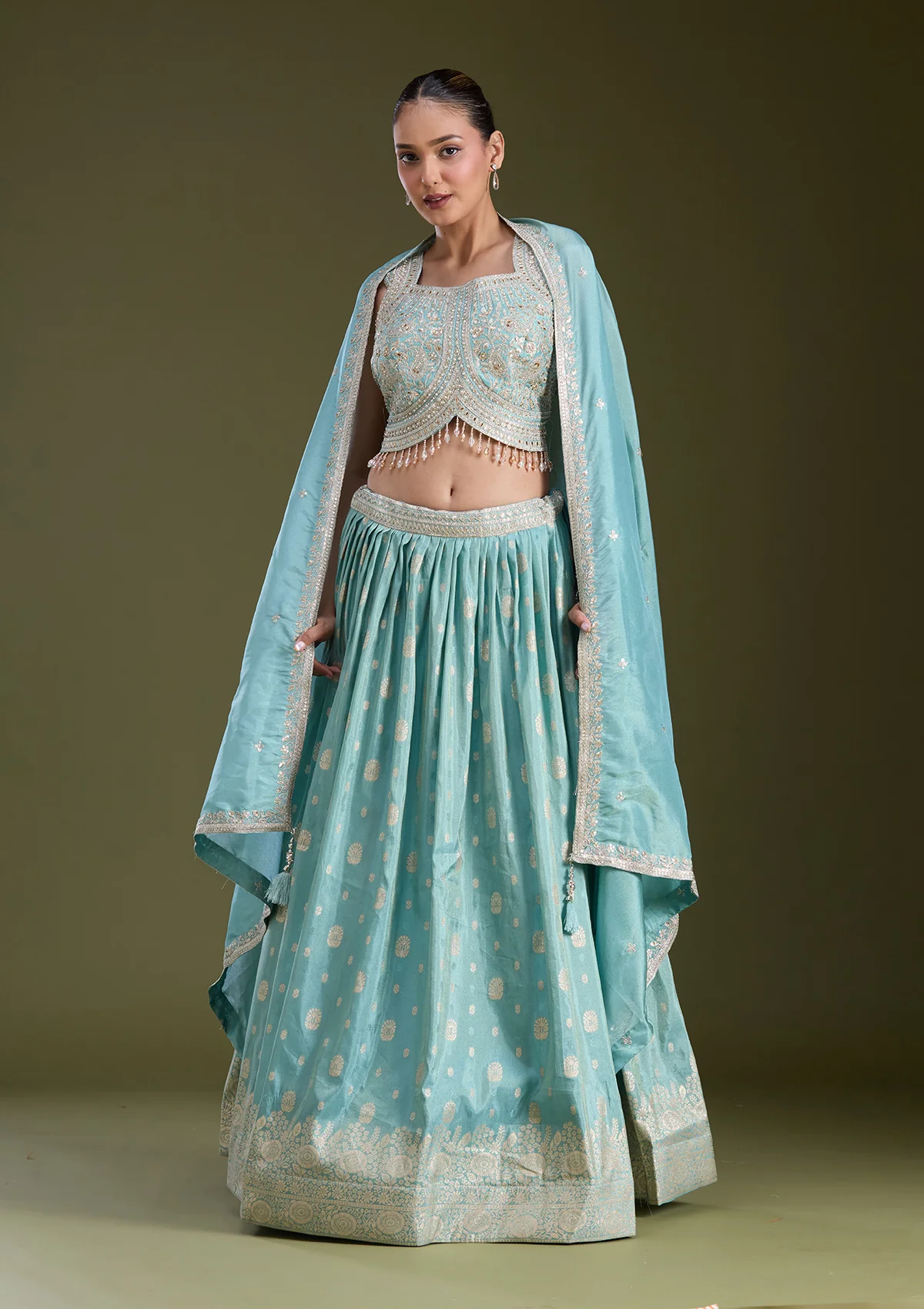 Sequins Banarasi Readymade Lehenga - Image 11