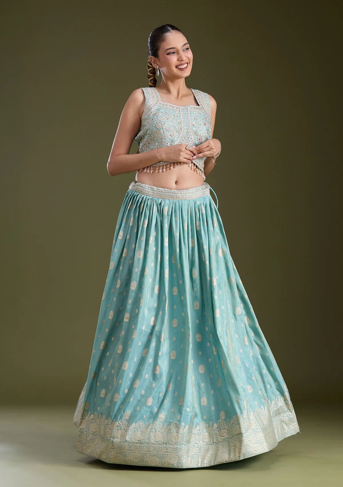 Sequins Banarasi Readymade Lehenga - Image 14