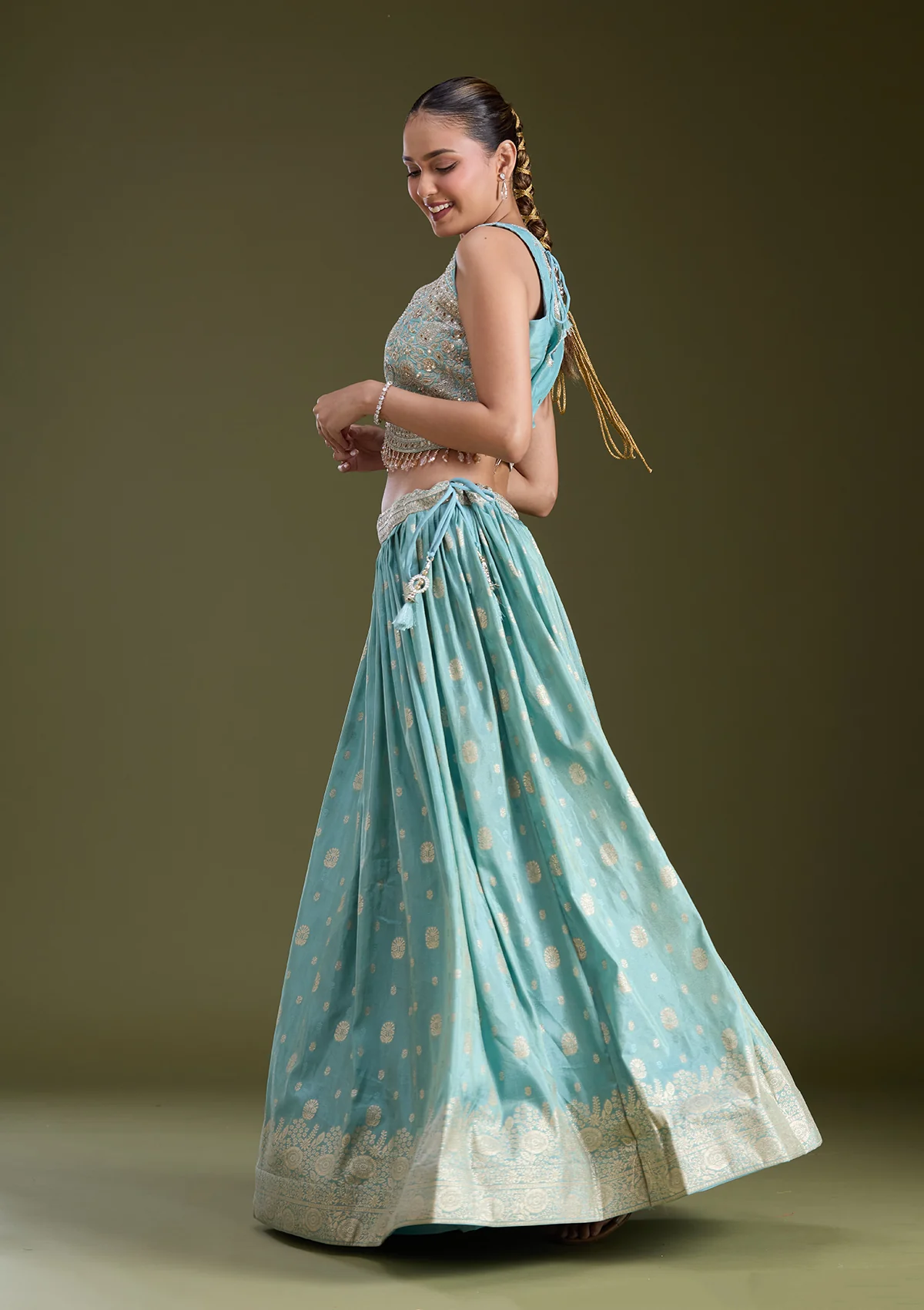 Sequins Banarasi Readymade Lehenga - Image 15