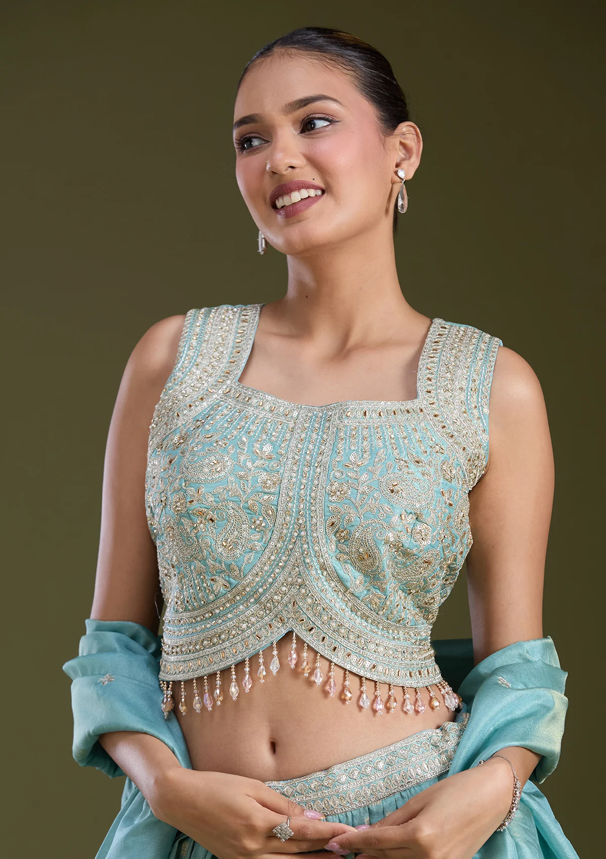 Sequins Banarasi Readymade Lehenga - Image 16
