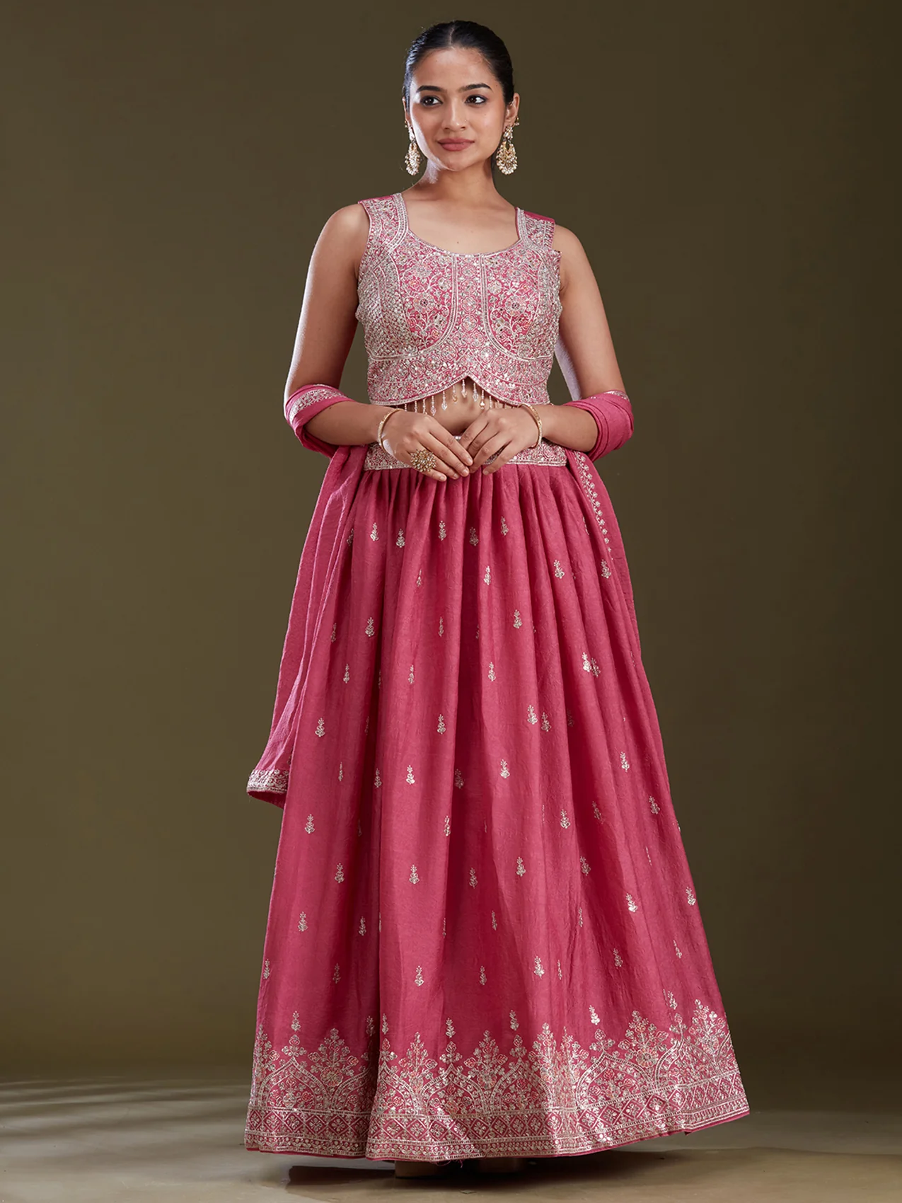 Zariwork (Silver) Soft Raw Silk Readymade Lehenga - Image 12