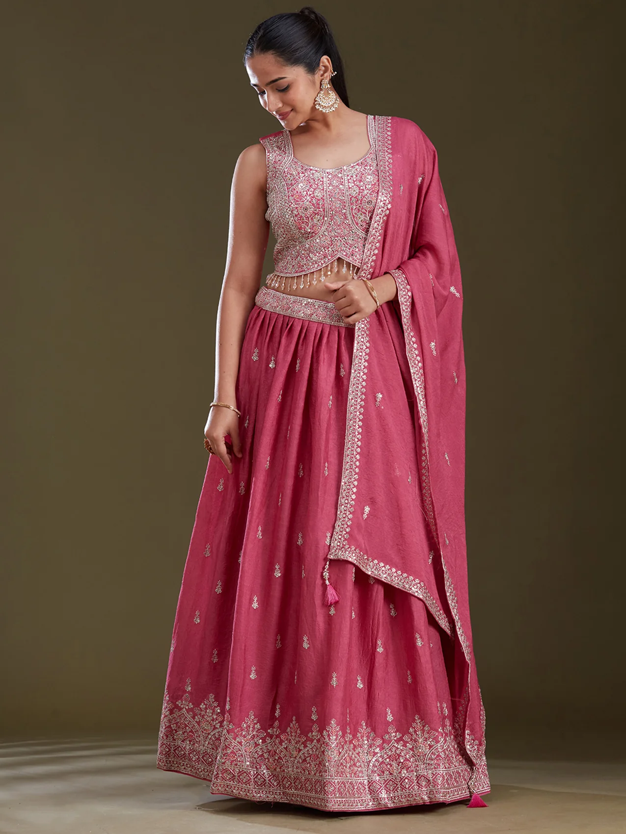 Zariwork (Silver) Soft Raw Silk Readymade Lehenga - Image 13