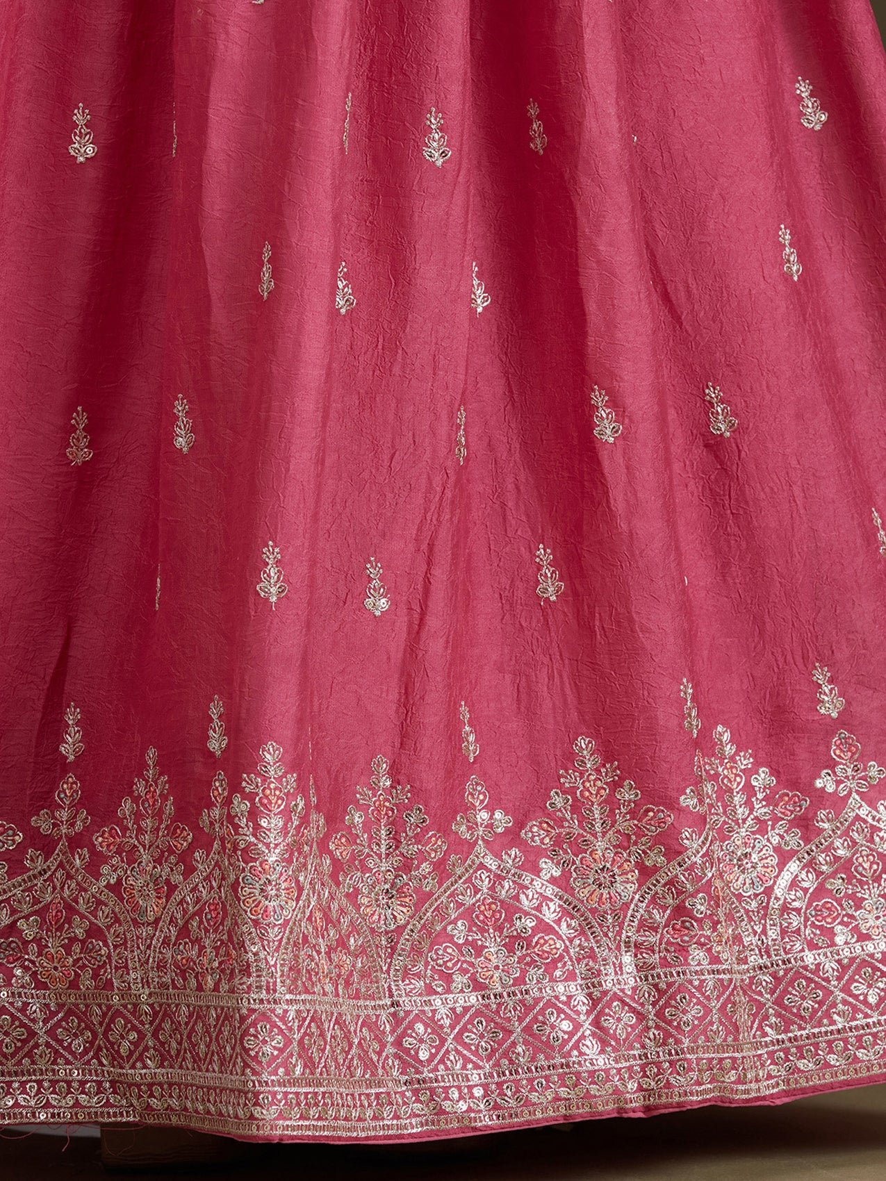 Zariwork (Silver) Soft Raw Silk Readymade Lehenga - Image 16