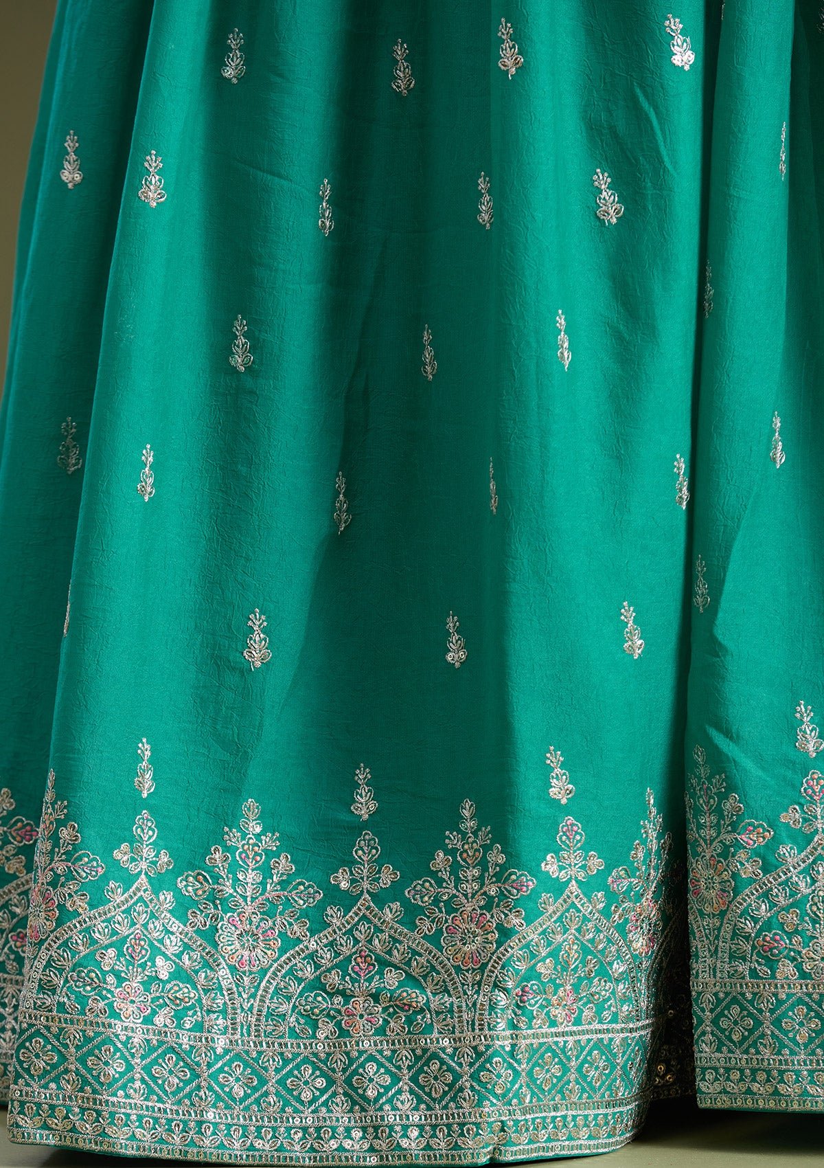 Zariwork (Silver) Soft Raw Silk Readymade Lehenga - Image 22