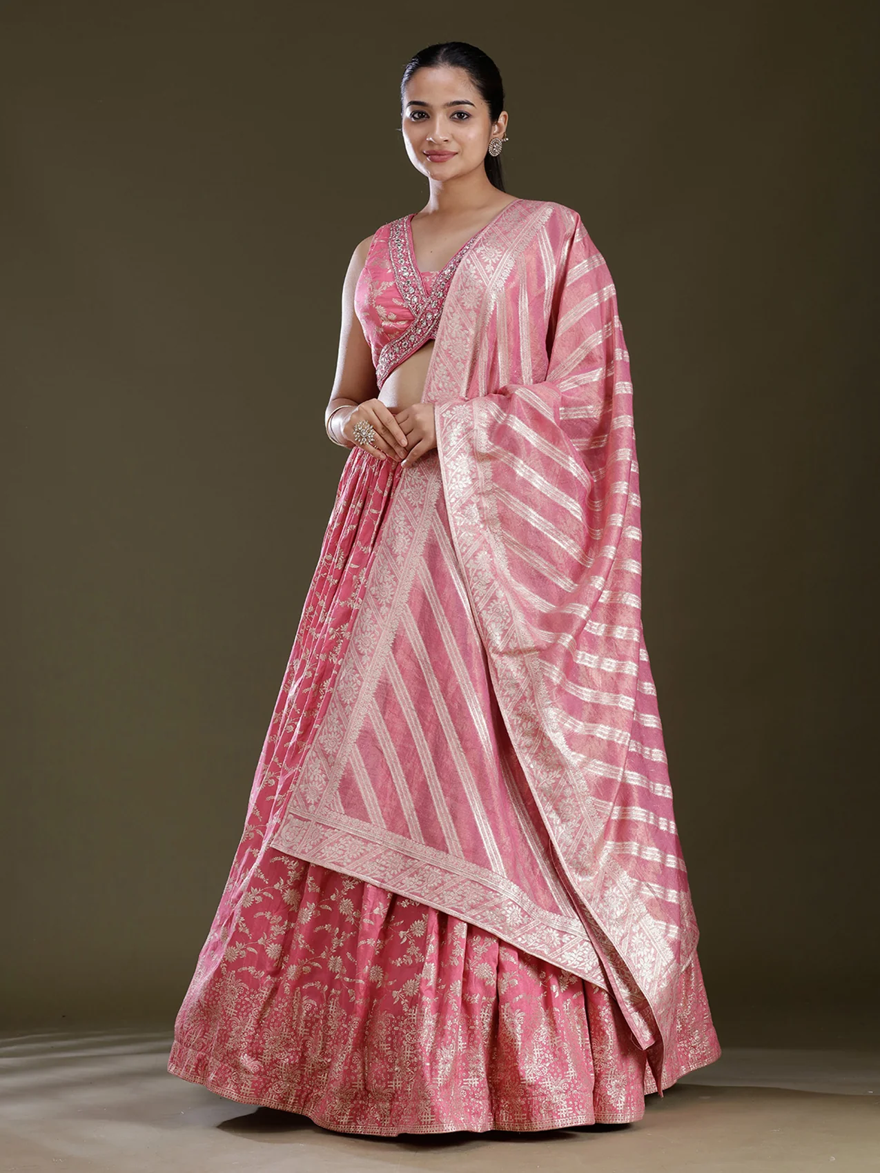 Sequins Soft Raw Silk Readymade Lehenga - Image 12