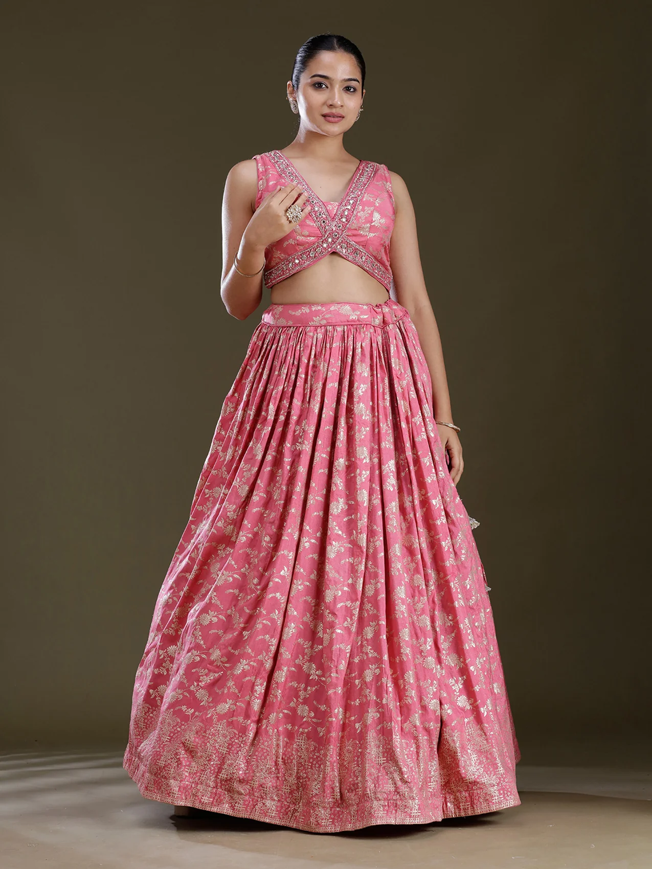 Sequins Soft Raw Silk Readymade Lehenga - Image 13