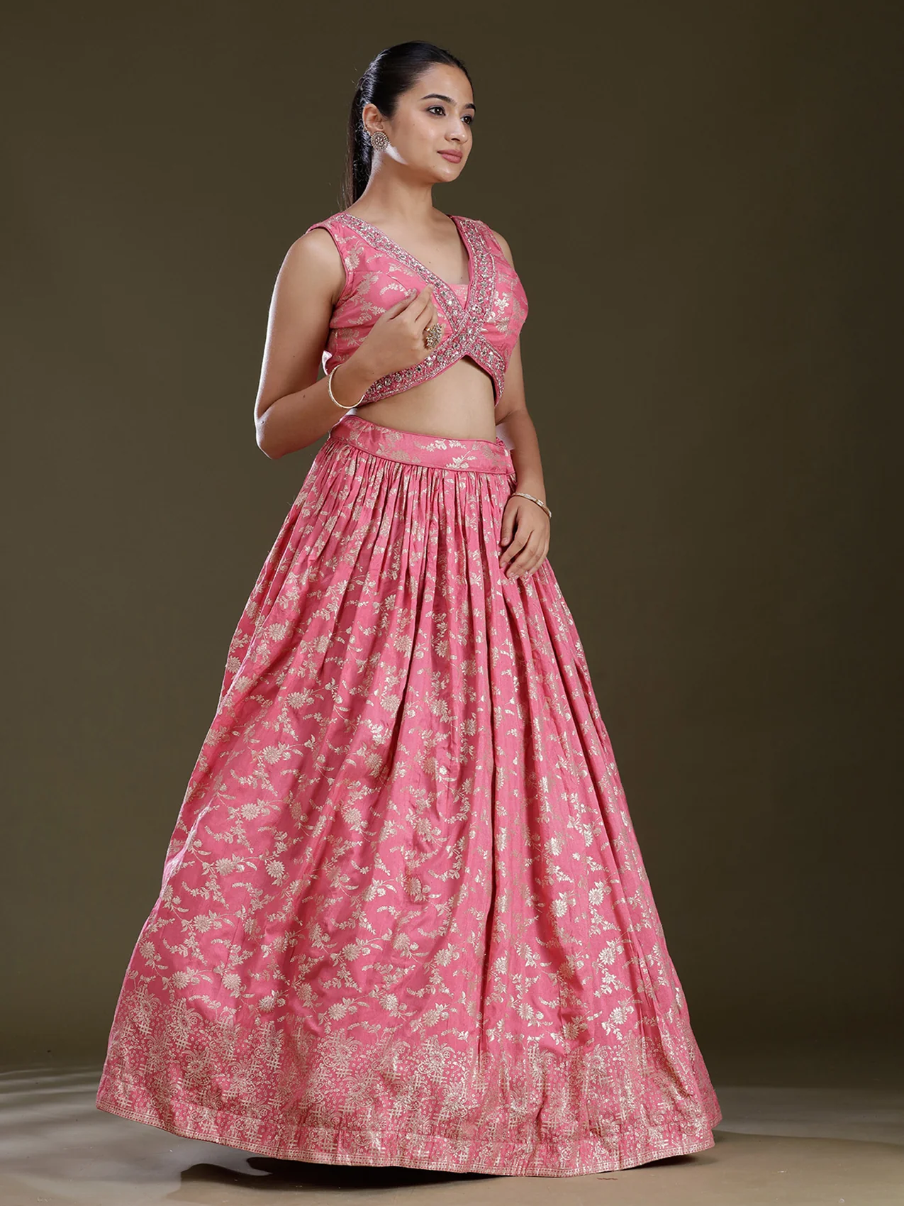 Sequins Soft Raw Silk Readymade Lehenga - Image 14