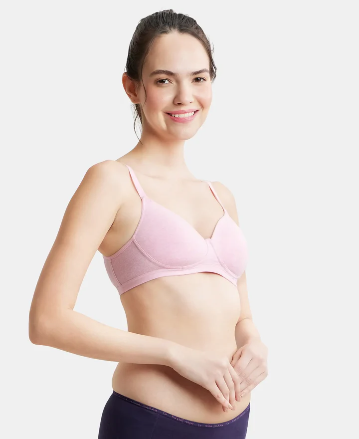Wire free Padded Super Combed Cotton Elastane Stretch Full Coverage Slip-On Beginners Bra - Image 3