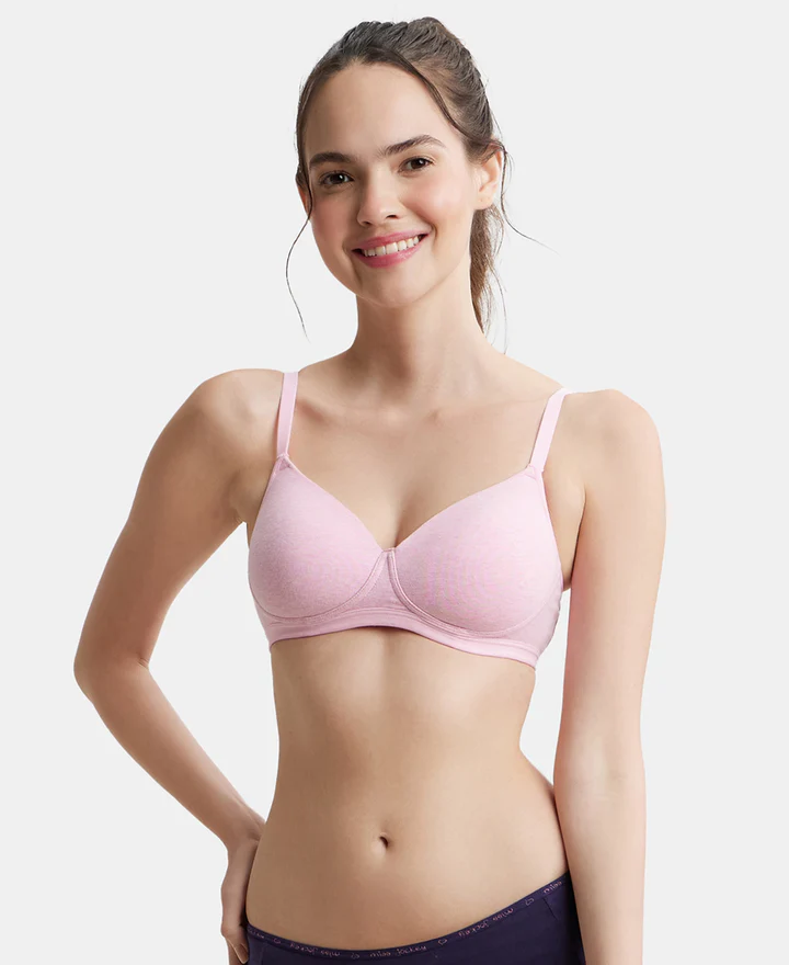 Wire free Padded Super Combed Cotton Elastane Stretch Full Coverage Slip-On Beginners Bra - Image 7