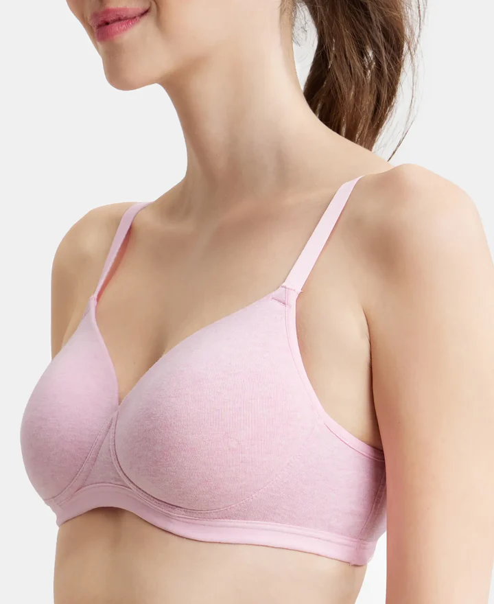 Wire free Padded Super Combed Cotton Elastane Stretch Full Coverage Slip-On Beginners Bra - Image 8