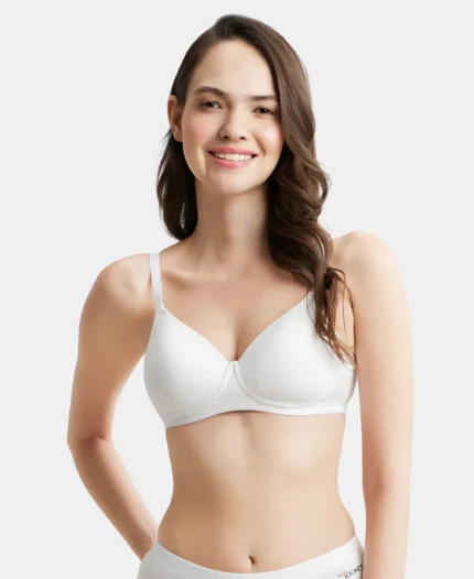 White Wire free Padded Super Combed Cotton Elastane Stretch Full Coverage Bra