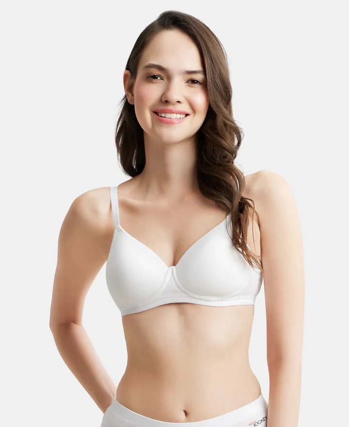 Wire free Padded Super Combed Cotton Elastane Stretch Full Coverage Slip-On Beginners Bra - Image 9