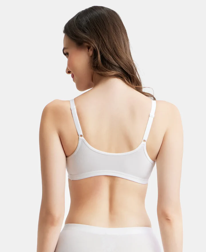 Wire free Padded Super Combed Cotton Elastane Stretch Full Coverage Slip-On Beginners Bra - Image 11
