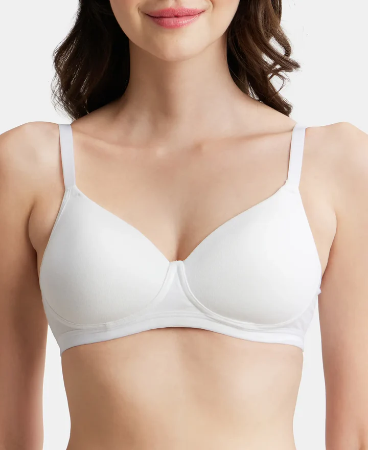 Wire free Padded Super Combed Cotton Elastane Stretch Full Coverage Slip-On Beginners Bra - Image 15