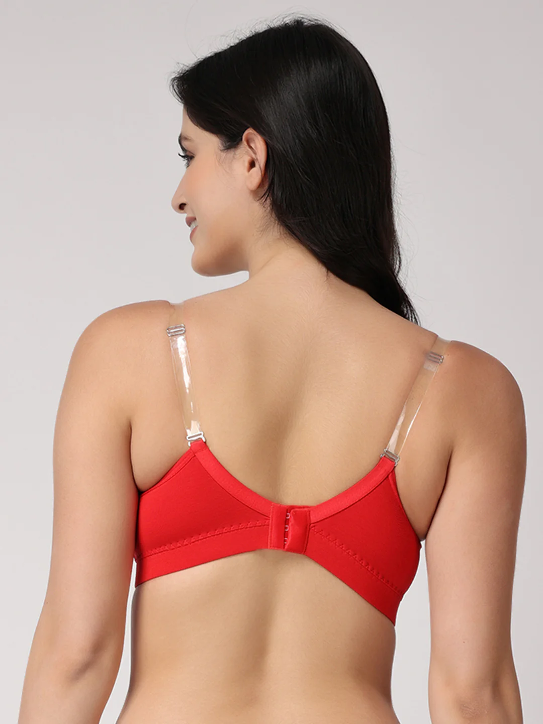 Red Full Coverage Heavily Padded Convertible-Straps T-Shirt Bra - Image 3