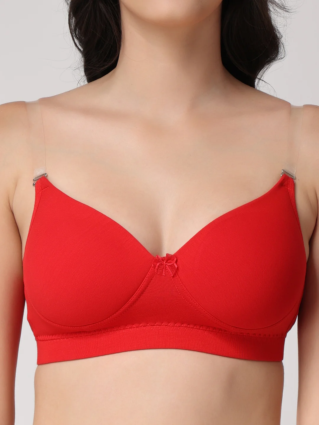 Red Full Coverage Heavily Padded Convertible-Straps T-Shirt Bra - Image 4