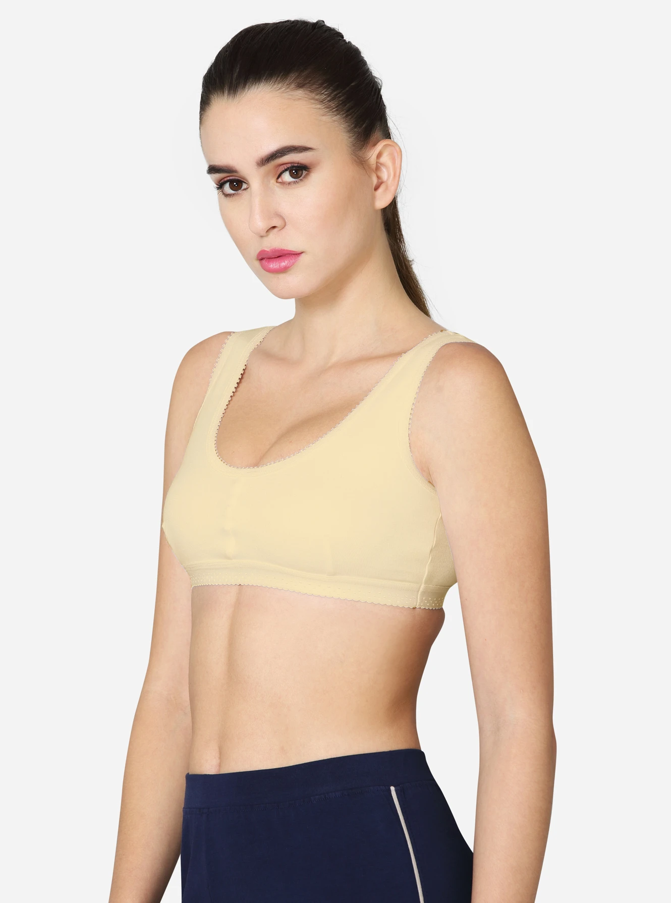 Double layered darted front panel high coverage slip on bra - Image 3
