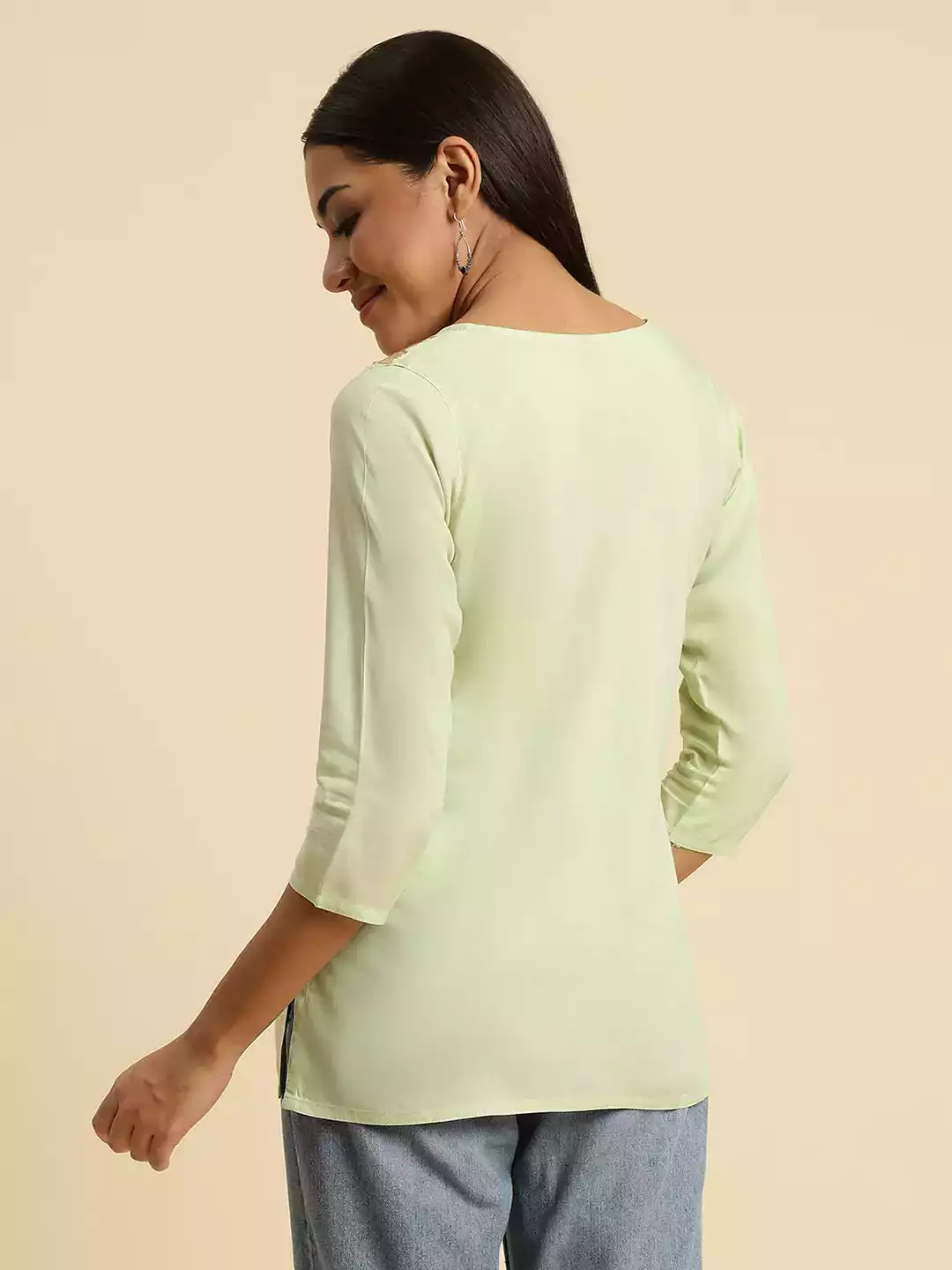 Israa Pista Green Short Kurti - Image 3