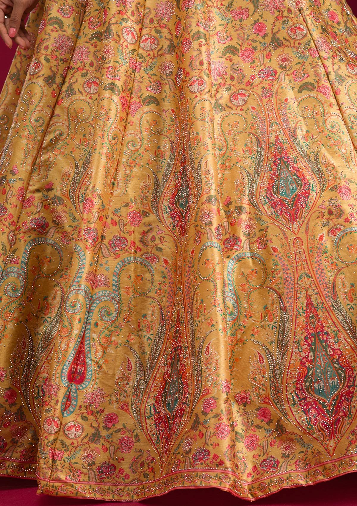 Mustard Silver Zariwork Banarasi Readymade Lehenga - Image 8